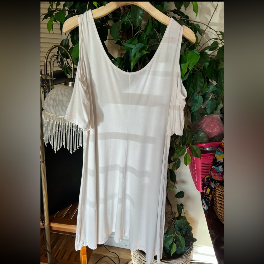 Bright White Asymmetrical Cut Out Tank Dress